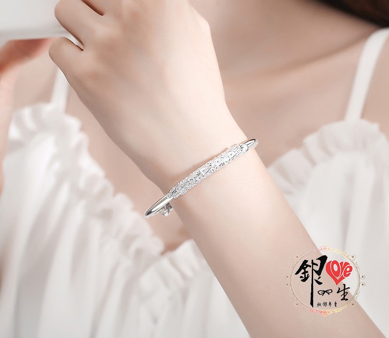 s999純銀 中國風 孔雀造型 推拉手鐲