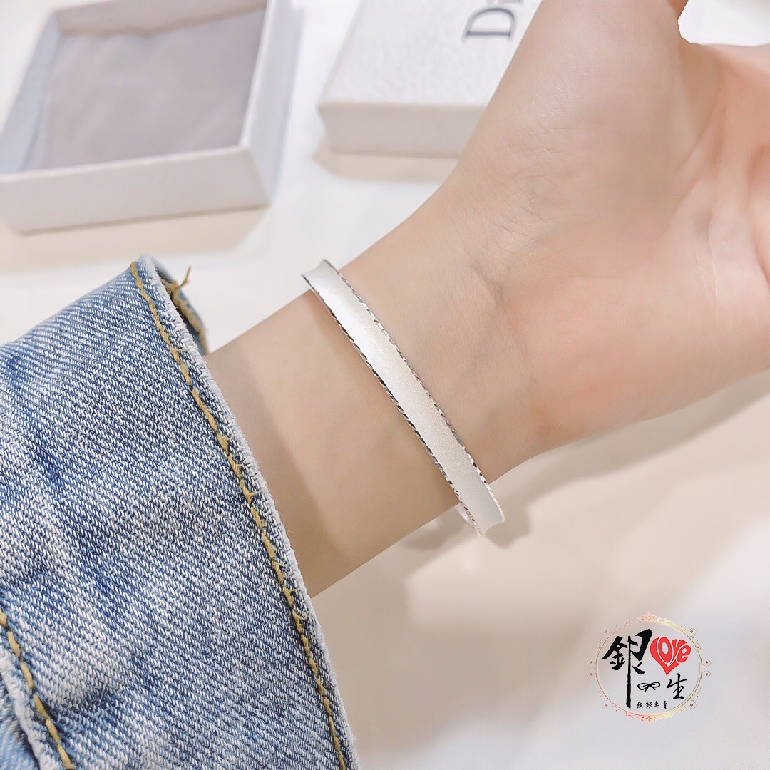 s999純銀 六字真言  凹面閃砂心經 手鐲