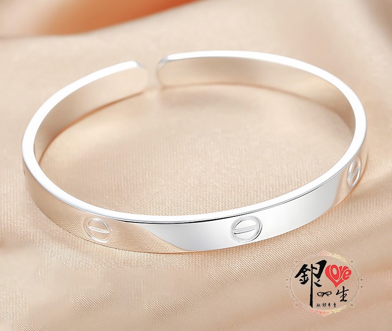 s999純銀 螺絲紋  時尚 手鐲