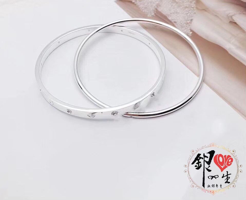 s999純銀 螺絲紋  雙環時尚 手鐲 
