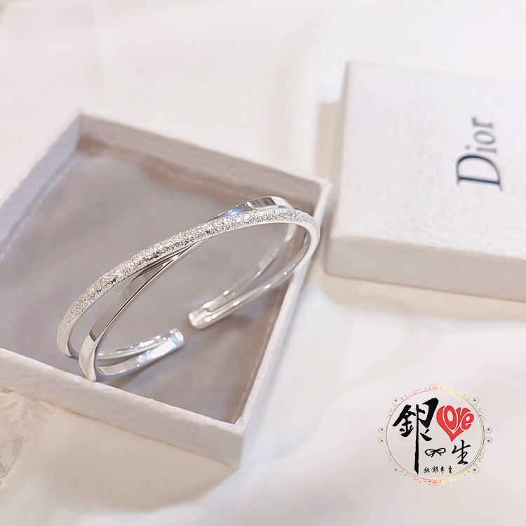 s999純銀 噴砂交織時尚 手鐲