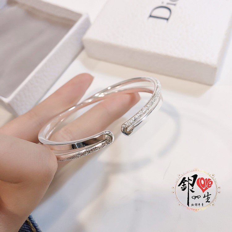 s999純銀 噴砂交織時尚 手鐲