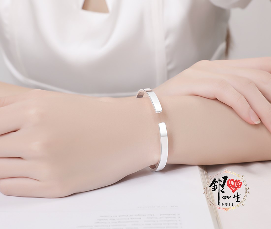 s999純銀 簡約 素面全亮 手鐲 