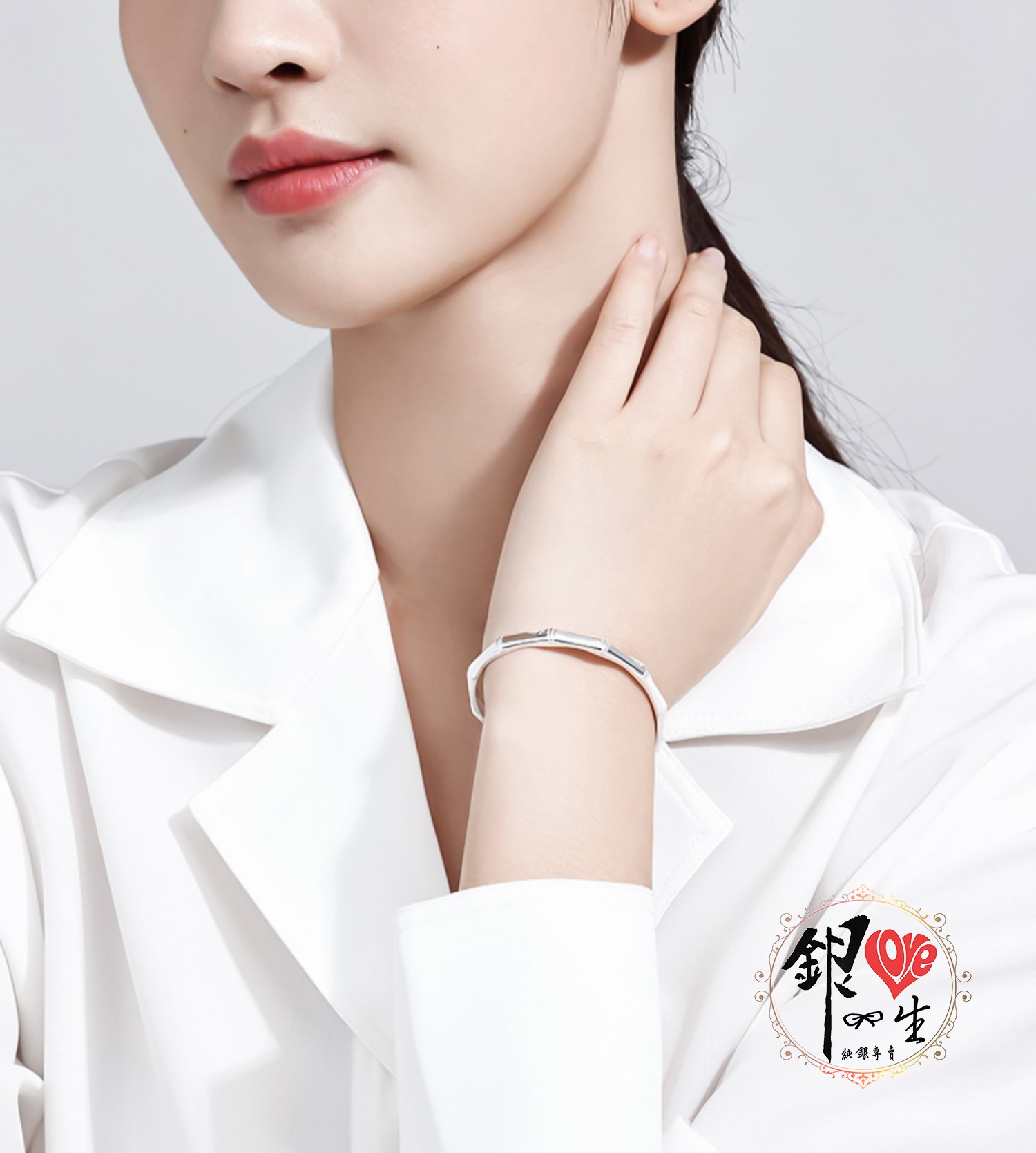 s999純銀 簡約 竹節 手鐲 