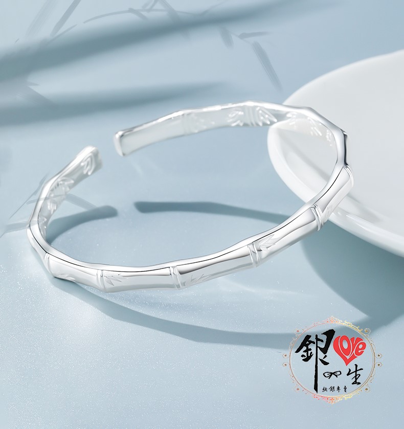 s999純銀 簡約 竹節 手鐲 