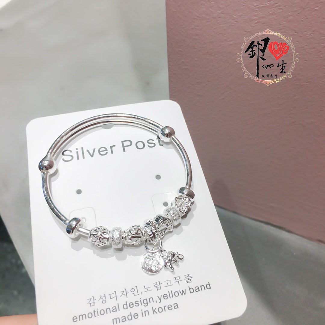 s999純銀 簡約 吉祥象 推拉 手鐲