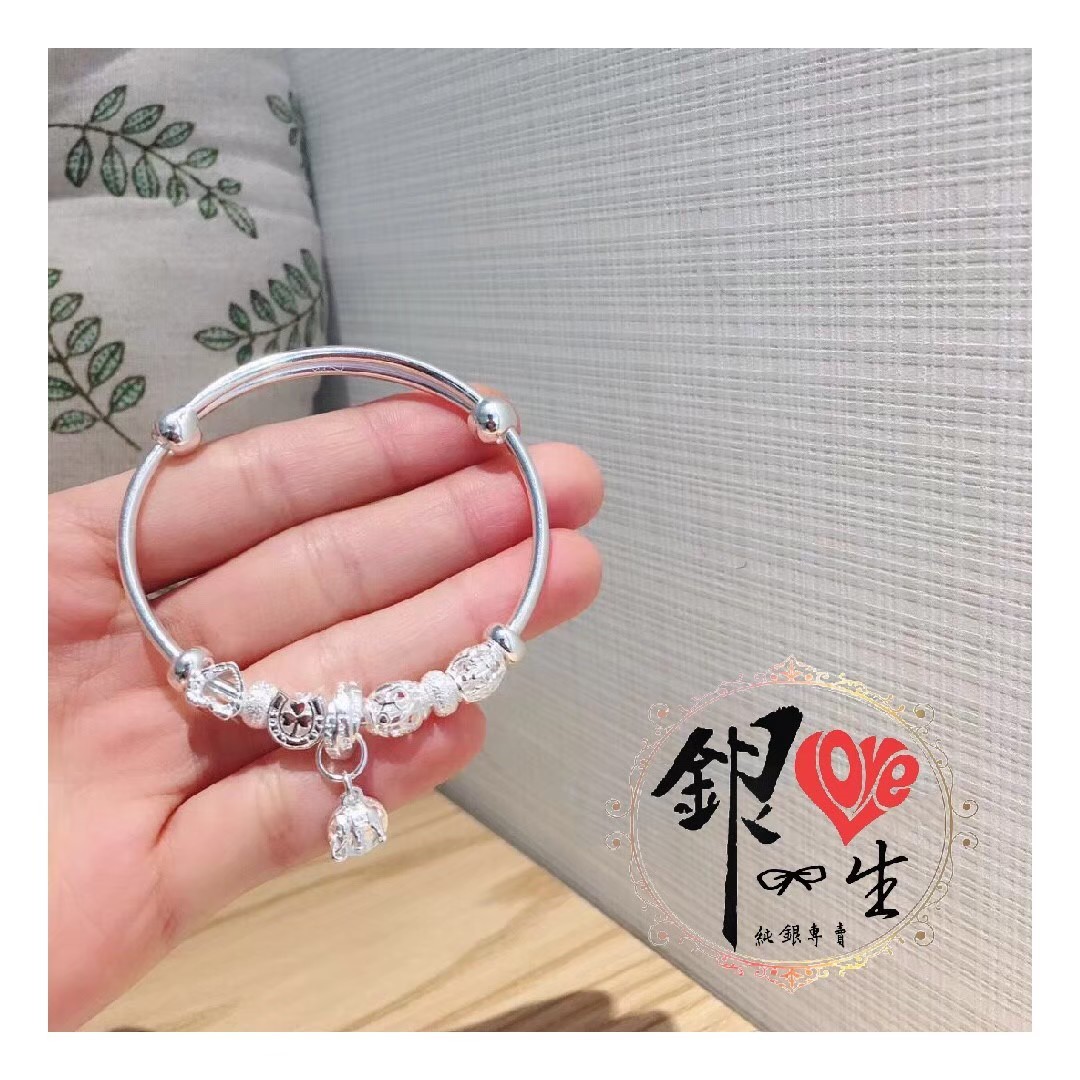 s999純銀 簡約 吉祥象 推拉 手鐲