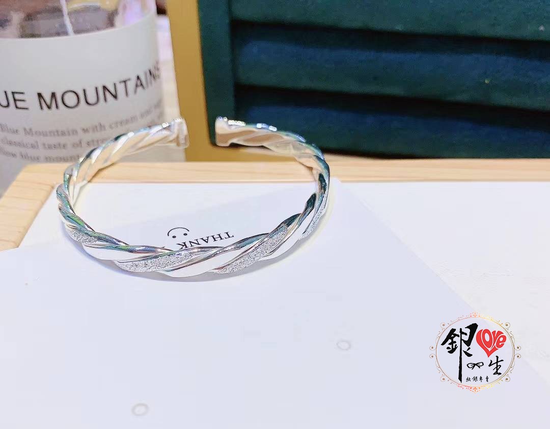 s999純銀 麻花交織 手鐲 
