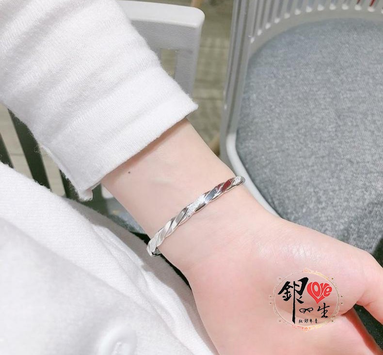 s999純銀 麻花交織 手鐲 