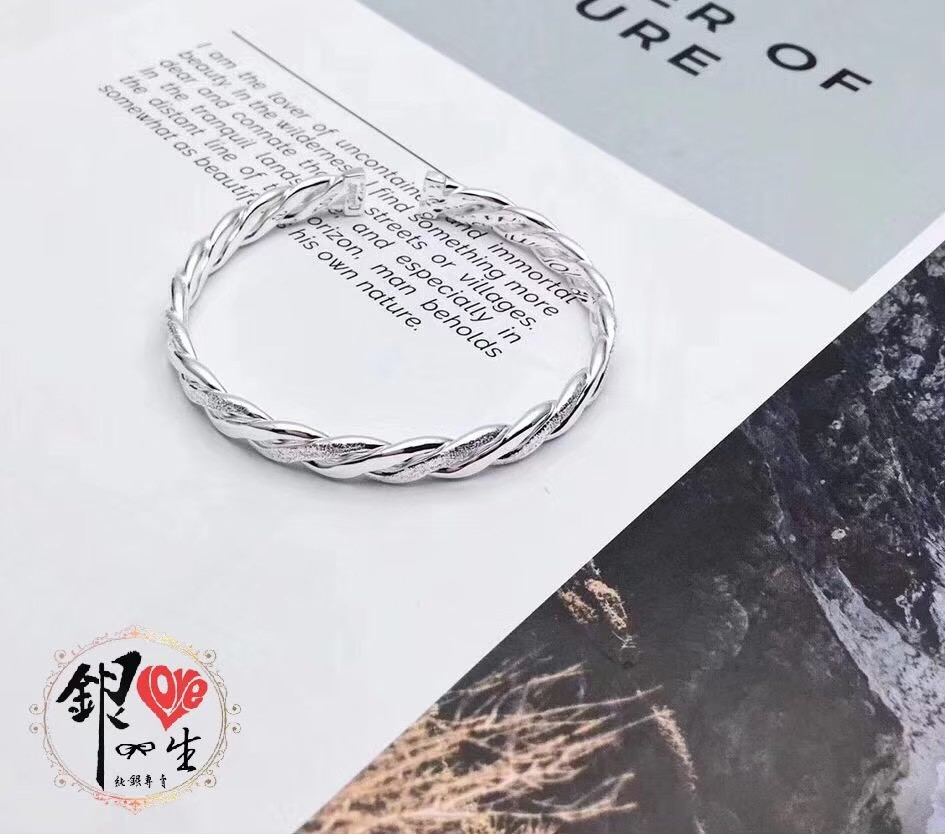 s999純銀 麻花交織 手鐲 