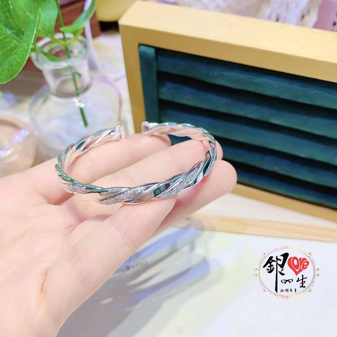 s999純銀 麻花交織 手鐲 