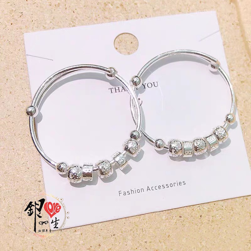 s999純銀 六字真言 超Q  男女 推拉童鐲