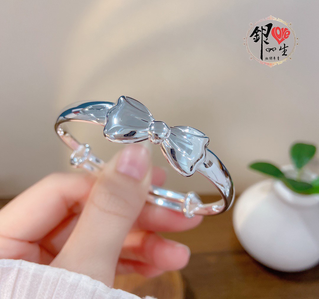 s999純銀 蝴蝶結 超Q 推拉童鐲  