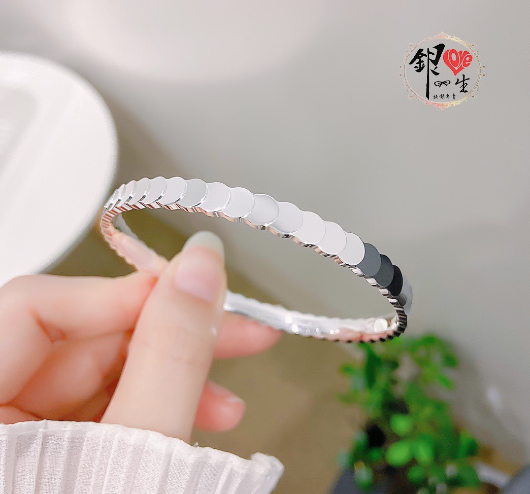 s999純銀 圓切面  時尚 手鐲