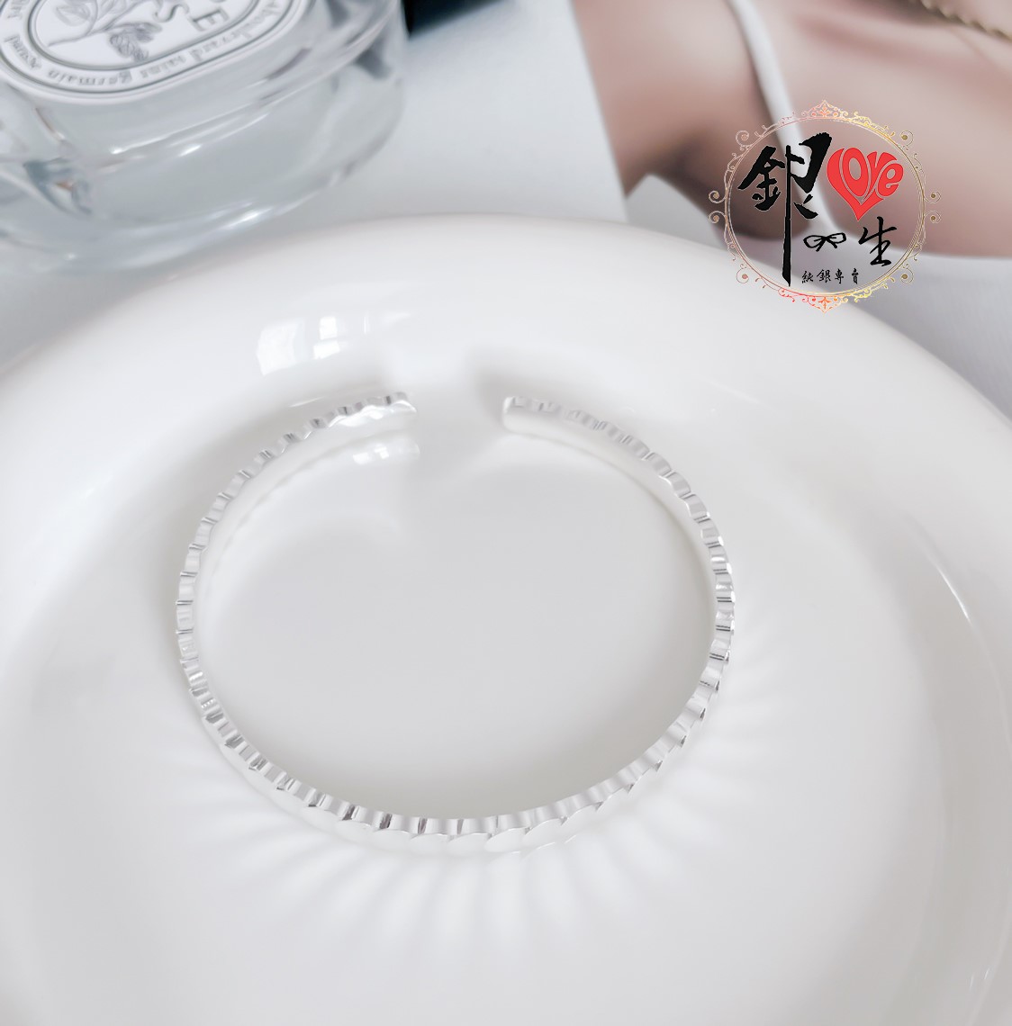 s999純銀 圓切面  時尚 手鐲