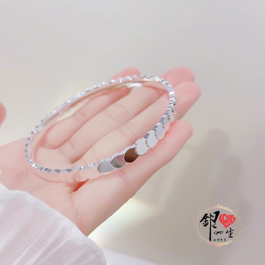 s999純銀 圓切面  時尚 手鐲