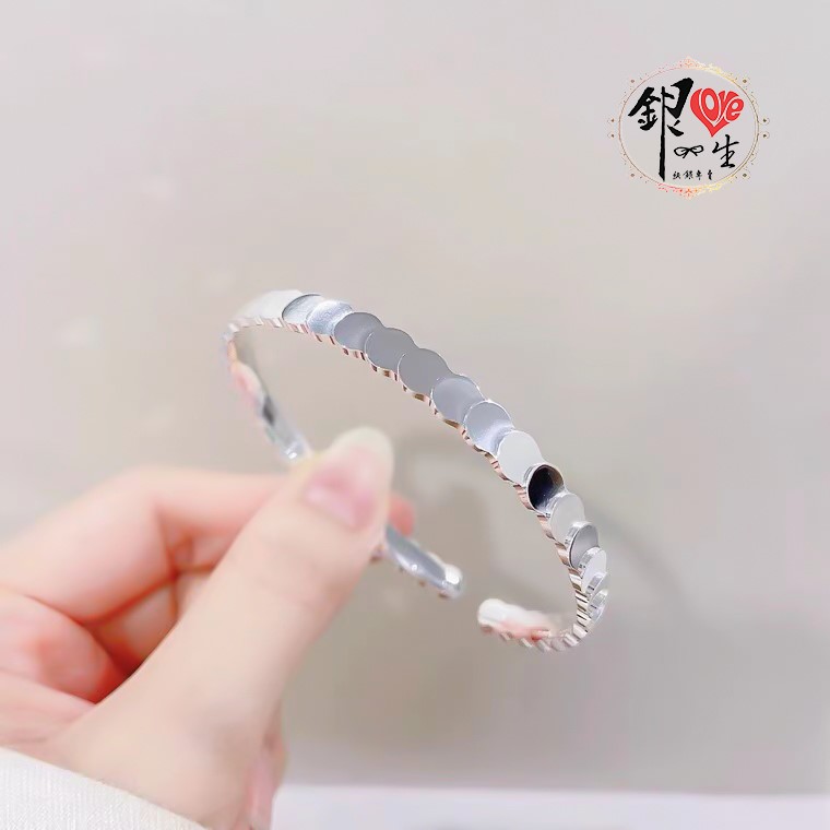 s999純銀 圓切面  時尚 手鐲