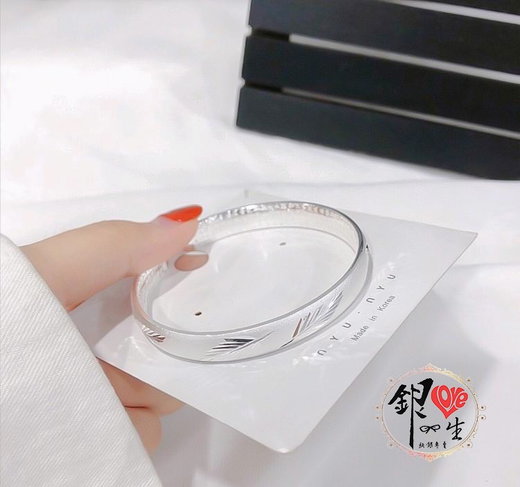 s999純銀 閃砂 葉子 心經 手鐲