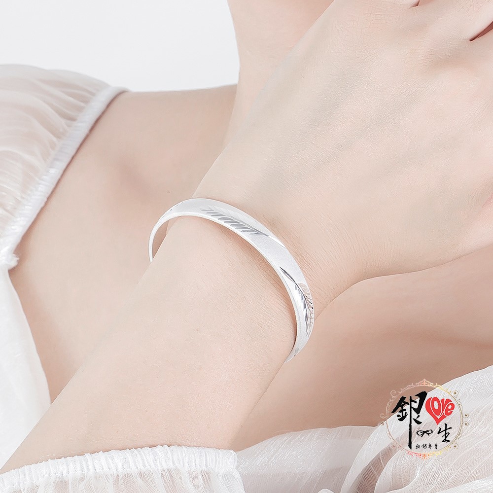 s999純銀 閃砂 葉子 心經 手鐲