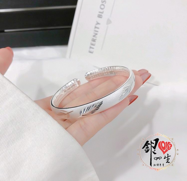 s999純銀 閃砂 葉子 心經 手鐲