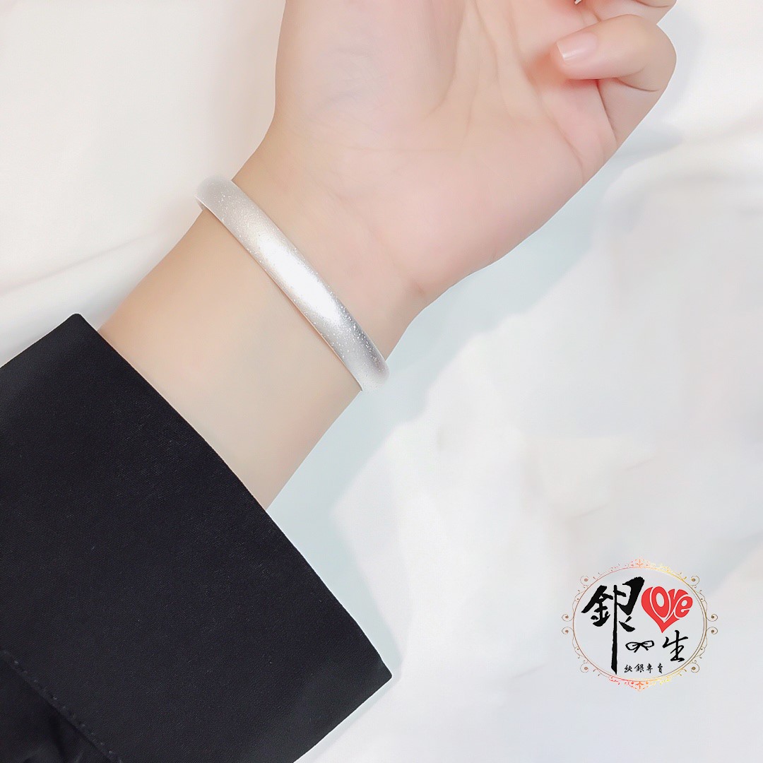 s999純銀 閃砂 素面 心經 手鐲