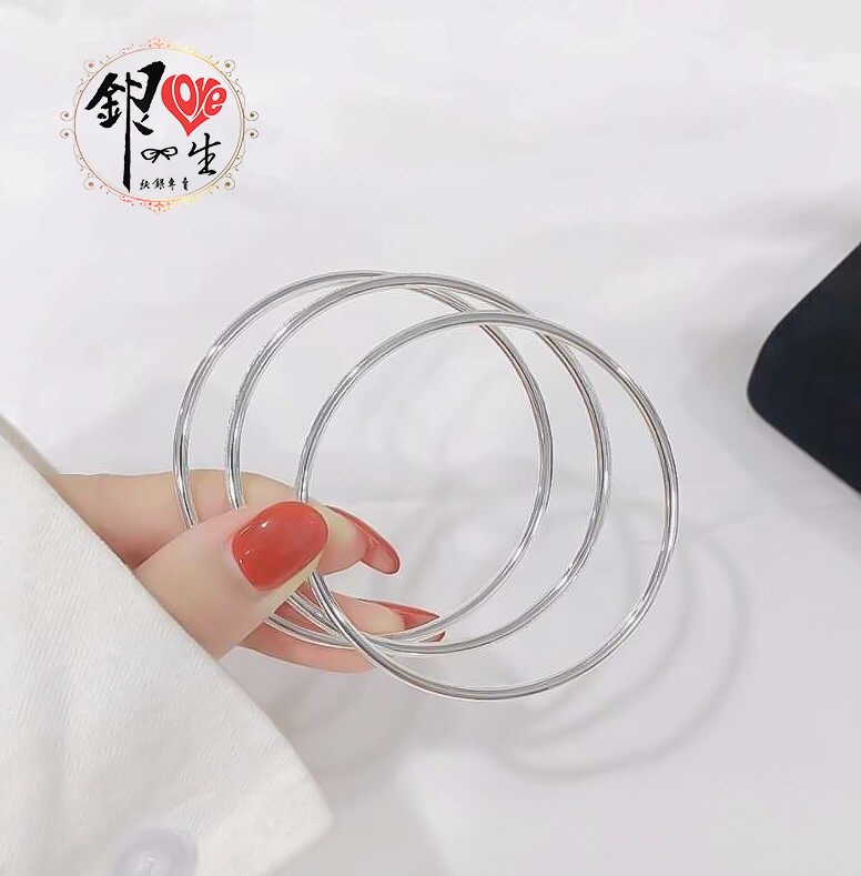 s999純銀 三環波西米亞風 簡約 閉口 手鐲