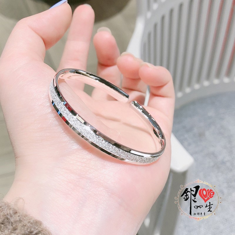 s999純銀   漸層噴砂 簡約 手鐲 