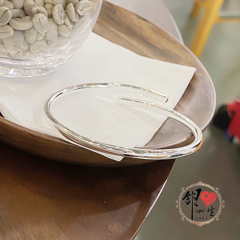 s999純銀 噴砂 交錯 簡約 手鐲 