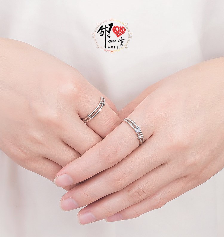 s925純銀戒指 雙線 簡約  對戒 