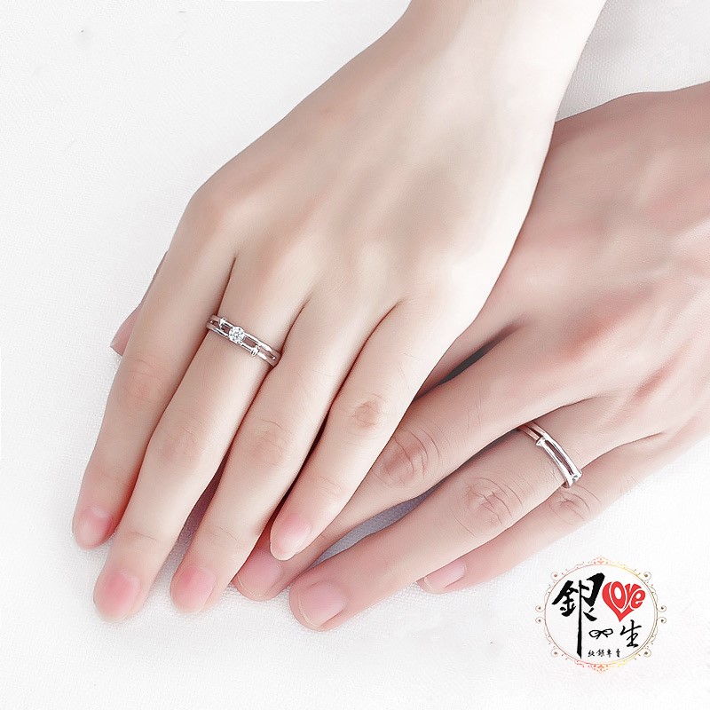 s925純銀戒指 雙線 簡約  對戒 