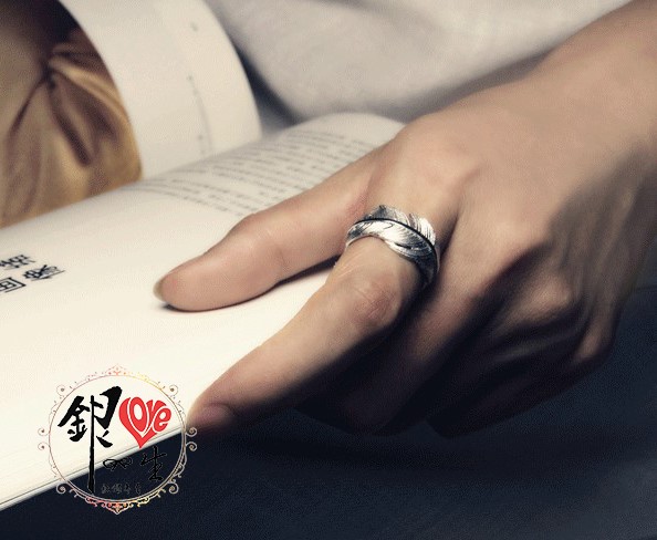 s925純銀戒指 復古羽毛 個性 戒
