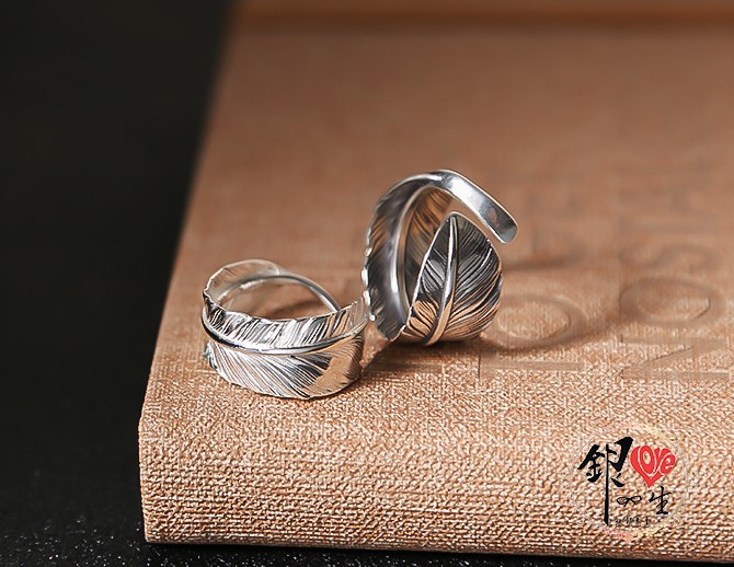 s925純銀戒指 復古羽毛 個性 戒