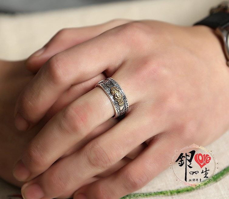 s925純銀戒指 貔貅 心經 招財 戒