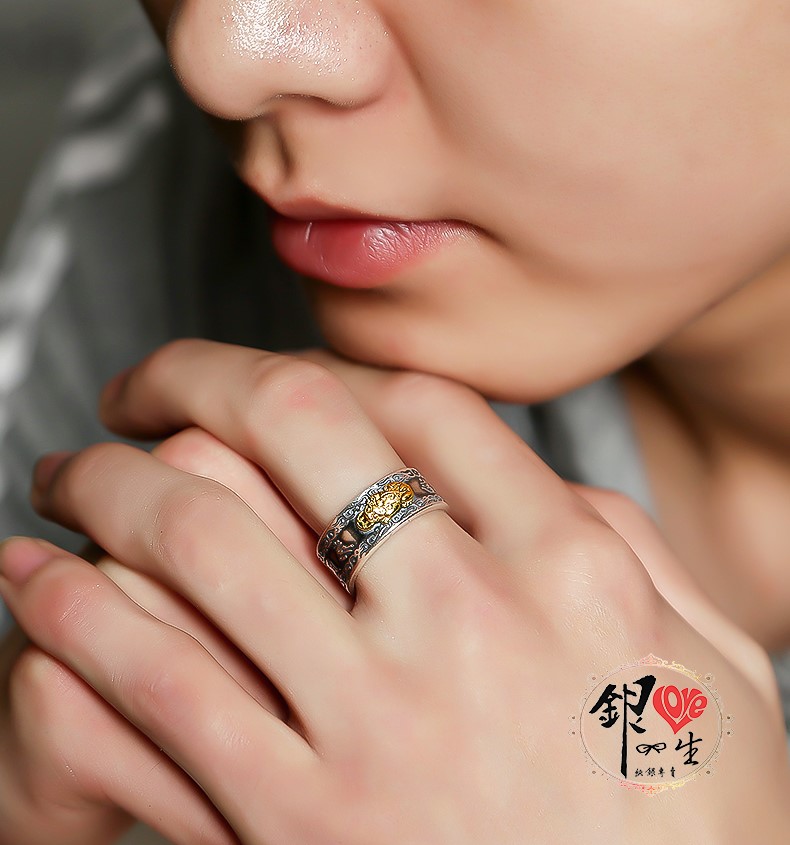 s925純銀戒指 貔貅 心經 招財 戒