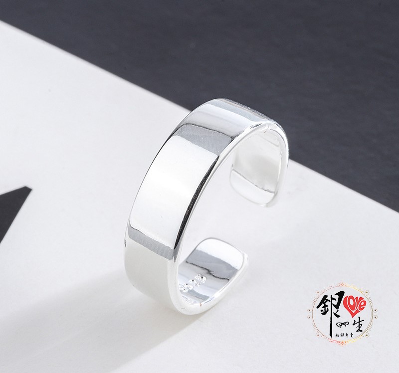 s925純銀戒指 寬版亮面 精緻開口戒