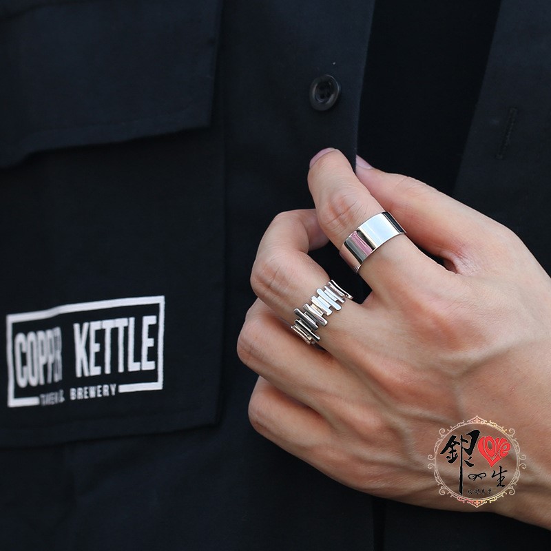 s925純銀戒指 寬版亮面 精緻開口戒