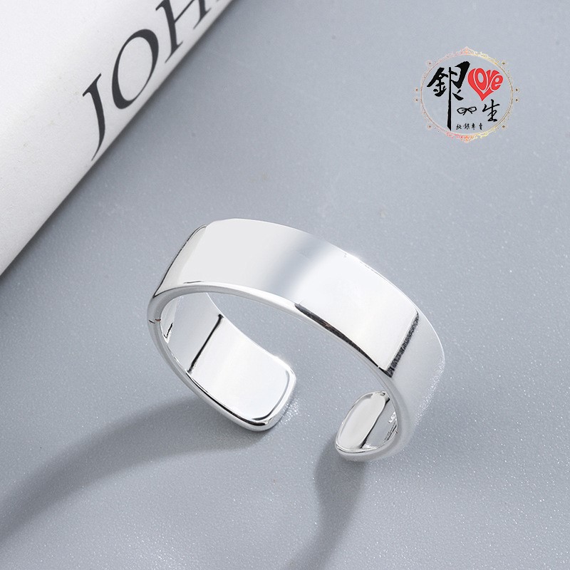 s925純銀戒指 寬版亮面 精緻開口戒