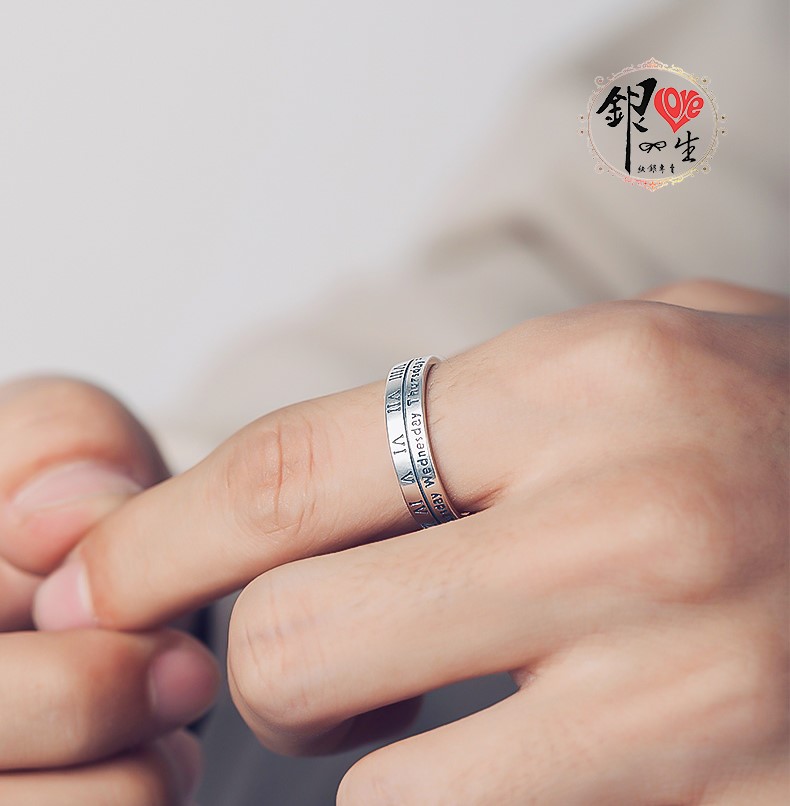  s925純銀戒指  歐式羅馬文造型戒