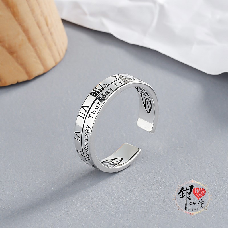  s925純銀戒指  歐式羅馬文造型戒