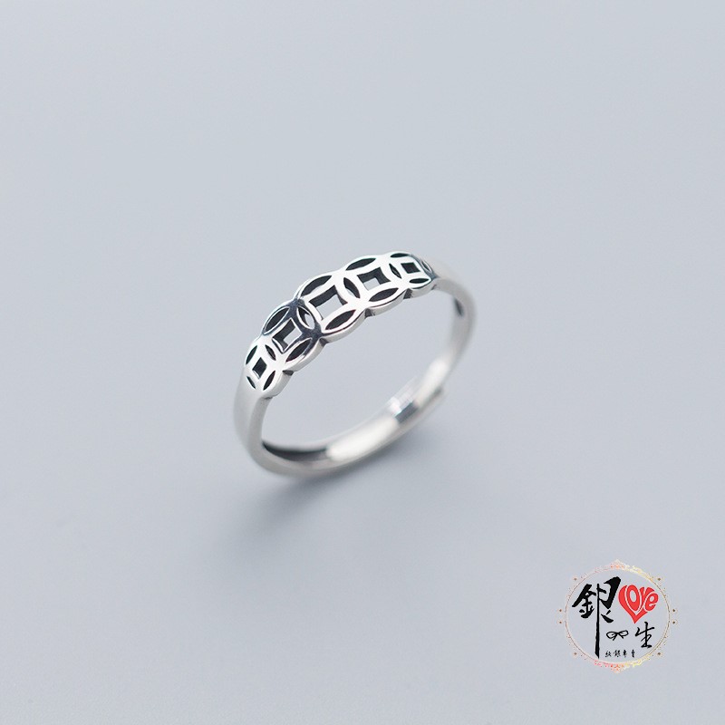 s925純銀 復古五帝銅錢 簡約版 戒