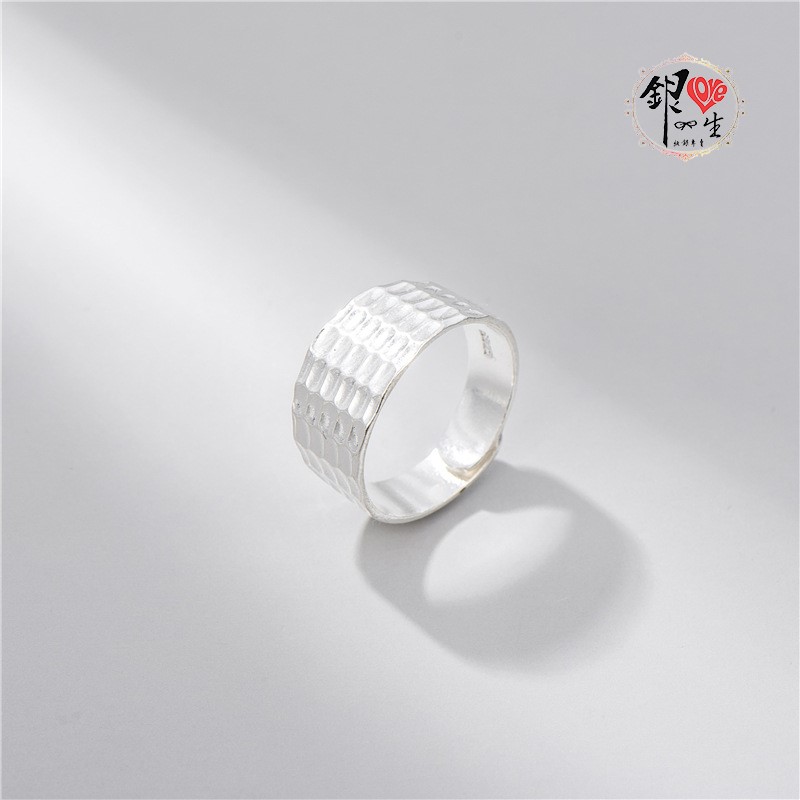  s925純銀 垂紋寬版  戒