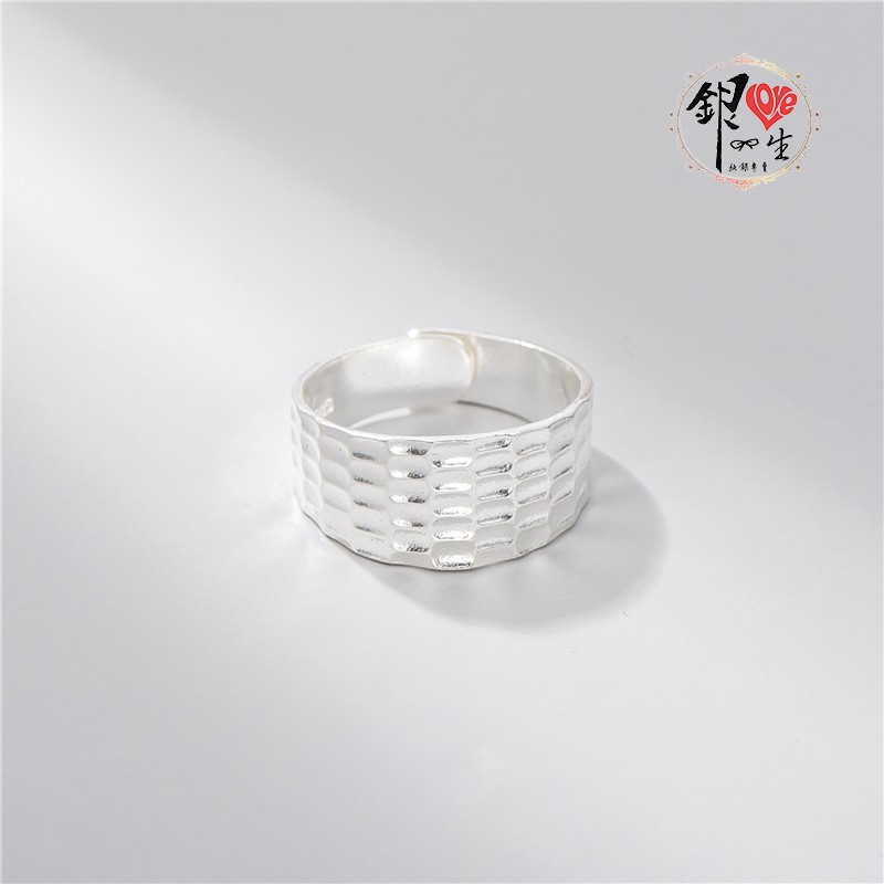  s925純銀 垂紋寬版  戒