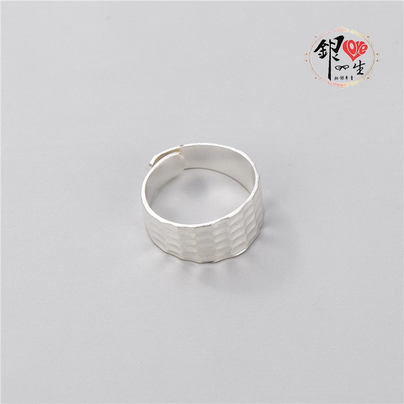  s925純銀 垂紋寬版  戒