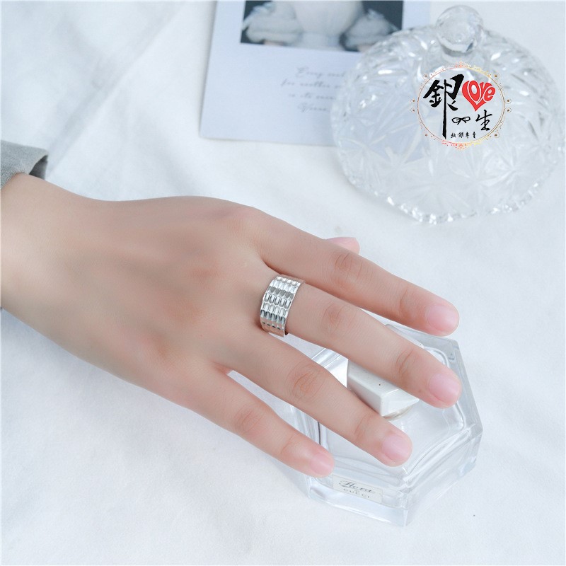  s925純銀 垂紋寬版  戒