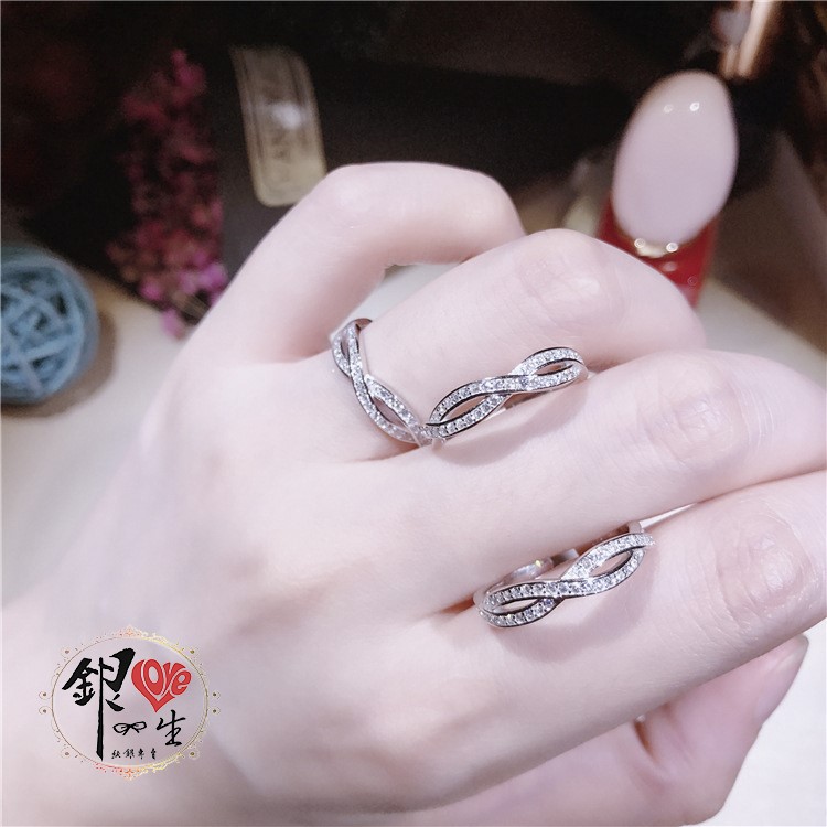 s925純銀戒指 ♾️莫比烏斯 滿鑽 奢華 戒