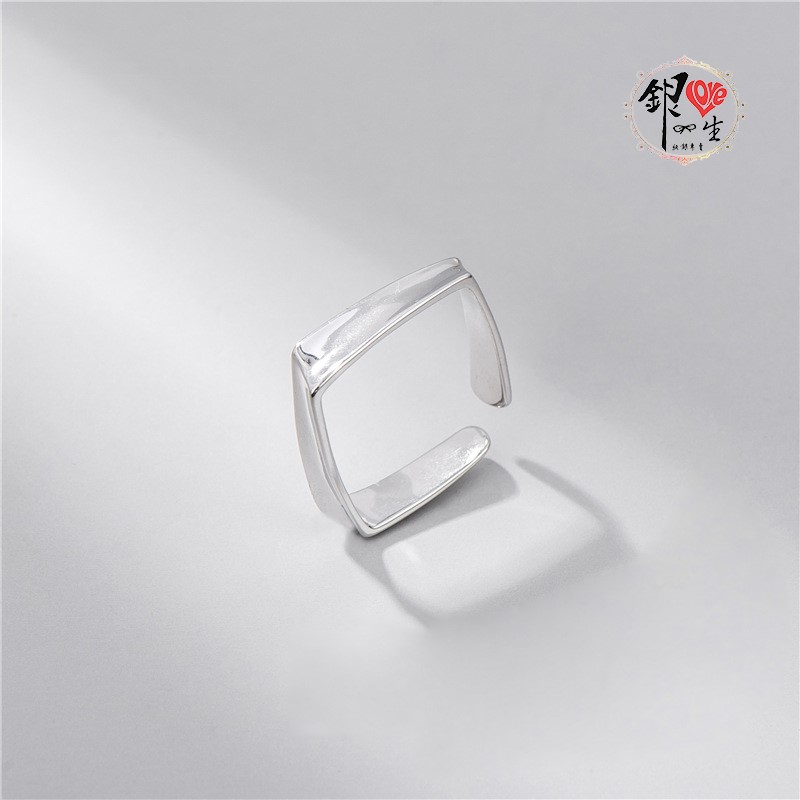  s925純銀 歐美 簡約 四方扭曲 幾何 造型 戒