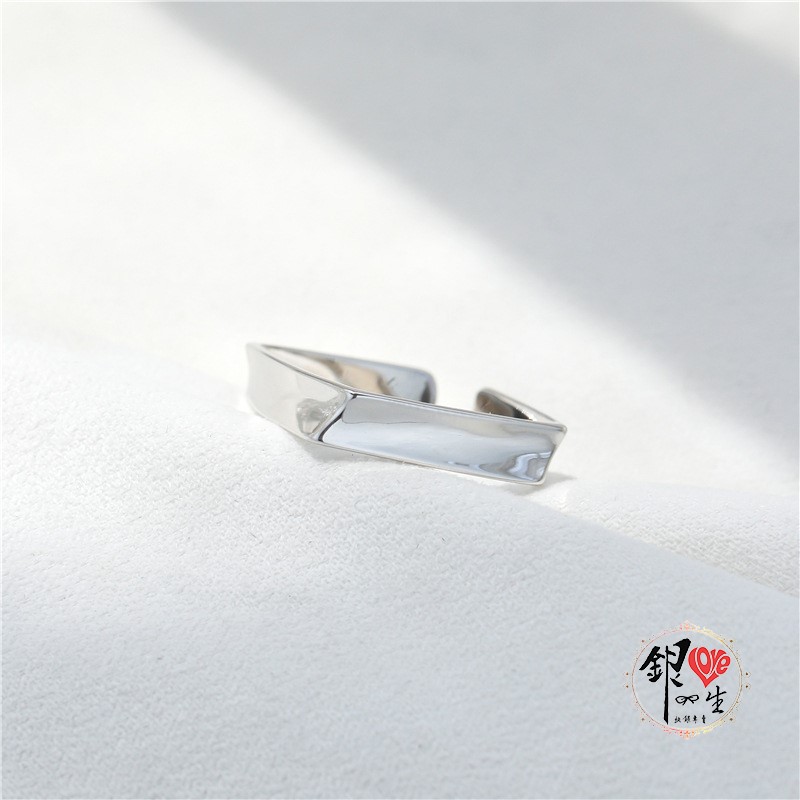  s925純銀 歐美 簡約 四方扭曲 幾何 造型 戒