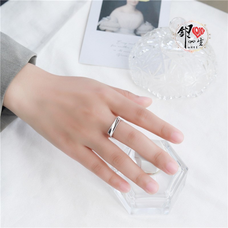  s925純銀 歐美 簡約 四方扭曲 幾何 造型 戒