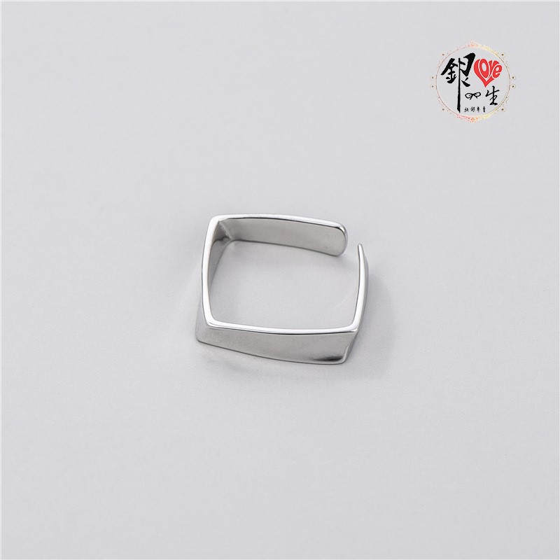  s925純銀 歐美 簡約 四方扭曲 幾何 造型 戒