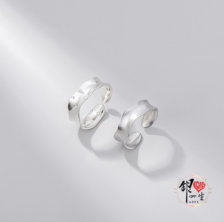  s925純銀 歐美 簡約素雅 波浪 造型 寬版  戒 
